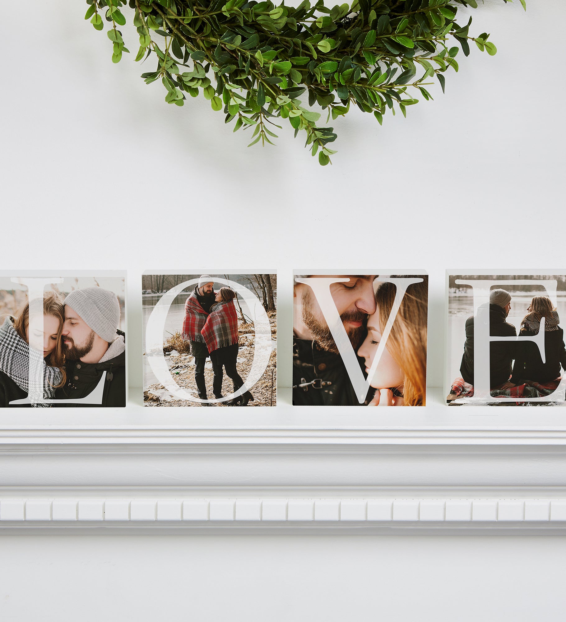 LOVE Personalized Photo Shelf Blocks - Set of 4
